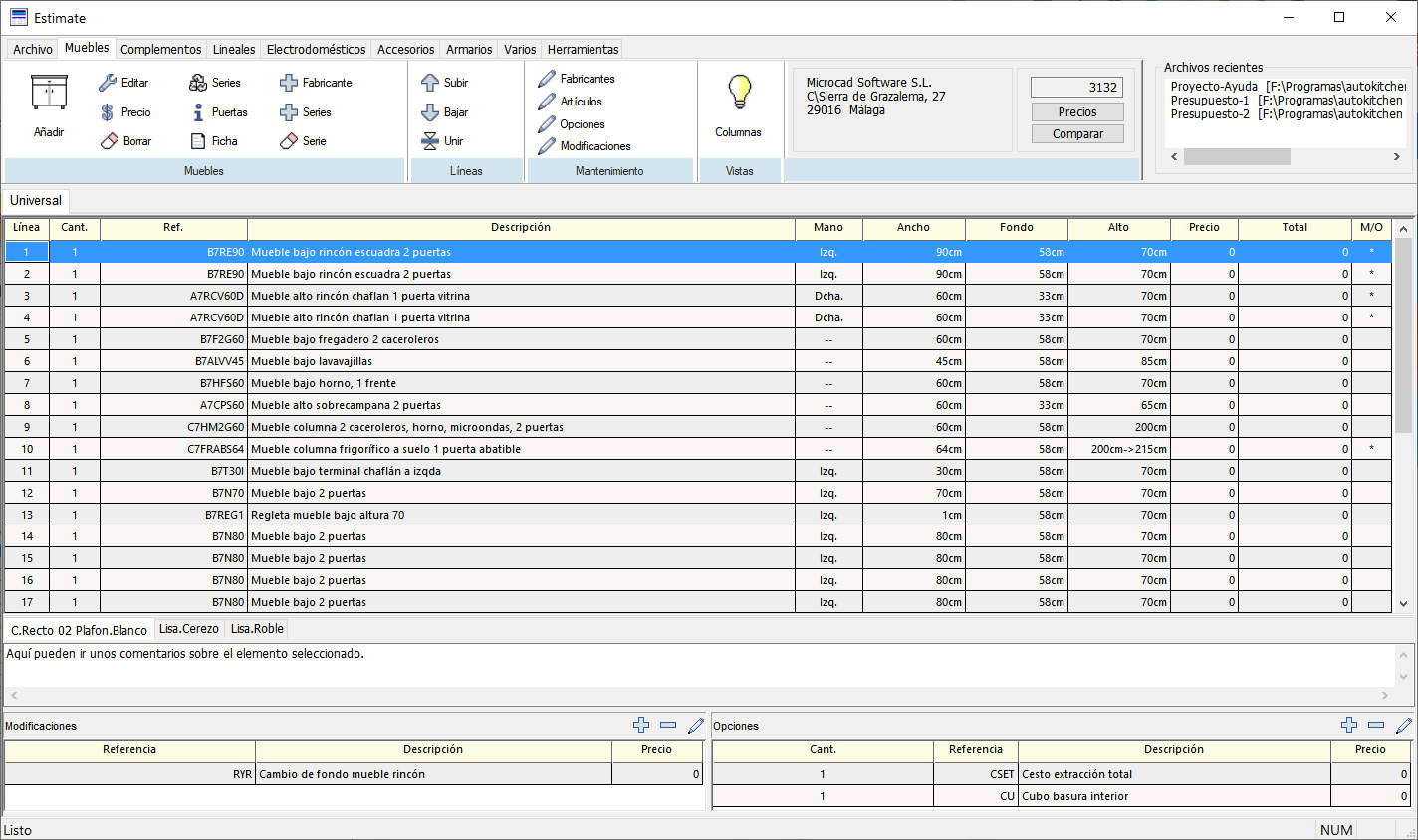 Características detalladas de Estimate, programa para generar presupuestos automáticamente a partir de un diseño realizado con autokitchen, o bien de forma independiente. Características detalladas de Estimate, programa para generar presupuestos automáticamente a partir de un diseño realizado con autokitchen, o bien de forma independiente.